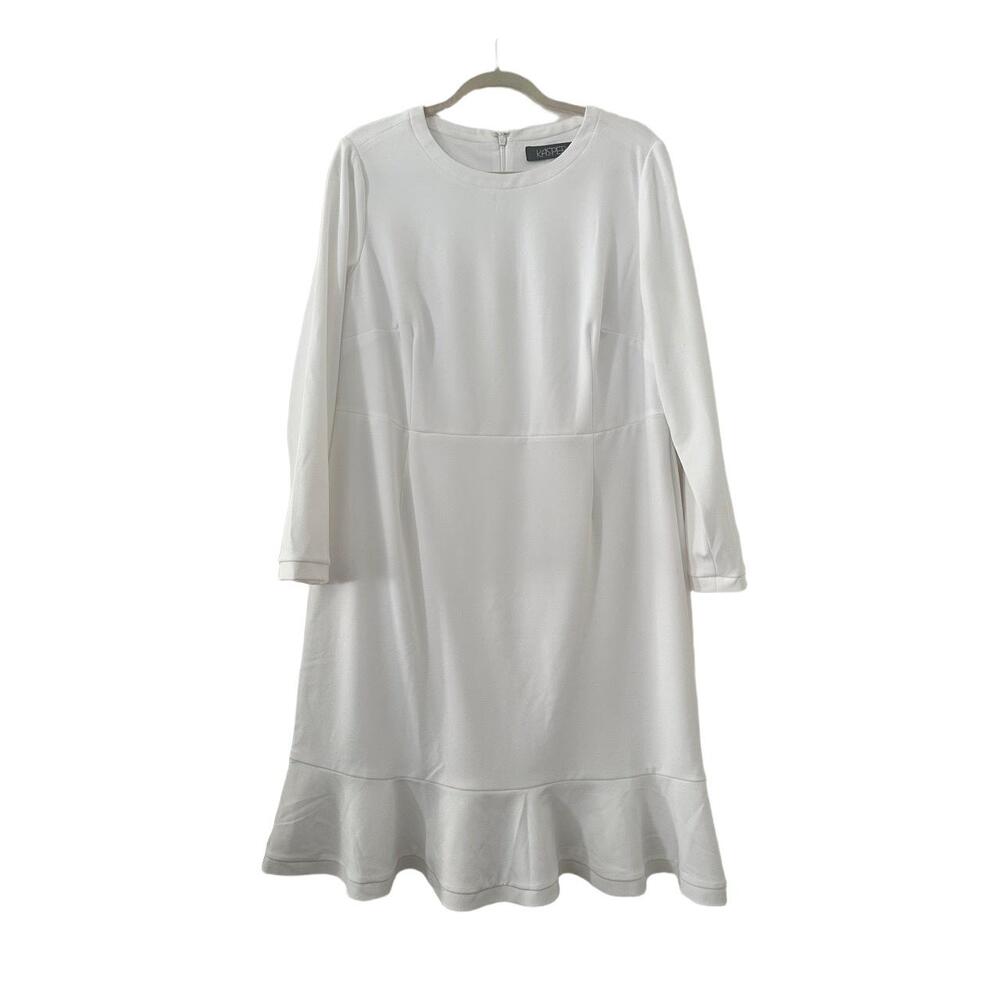 Kasper White Long Sleeve Dress
